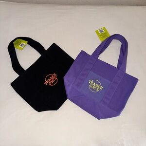 Trader Joe's Black and Purple Tote Bags